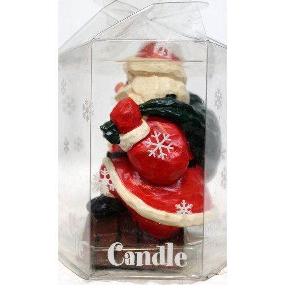 Lady Jane Holiday Molded Santa on a Rooftop Candle Sculpted Wood Carved Look - Picture 5 of 12